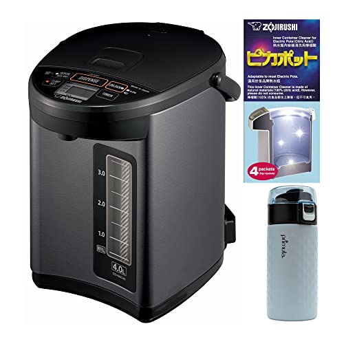 Zojirushi CD-NAC40BM Micom Water Boiler (4-Liter, Metallic Black) with Inner Container Cleaner and Stainless Steel Tumbler Bundle (3 Items)