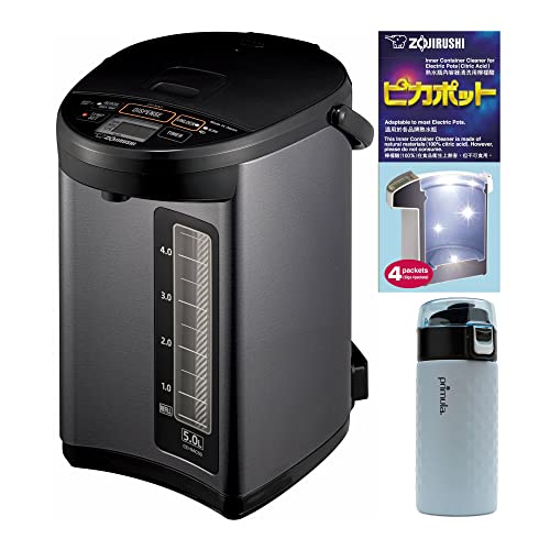 Zojirushi CD-NAC50BM Micom Water Boiler (5-Liter, Metallic Black) with Inner Container Cleaner and Stainless Steel Tumbler Bundle (3 Items)