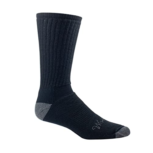 Woolrich Hiking Socks for Men – Lightweight Merino Wool Socks (10 Mile Hiker) (Black/Grey, Large)
