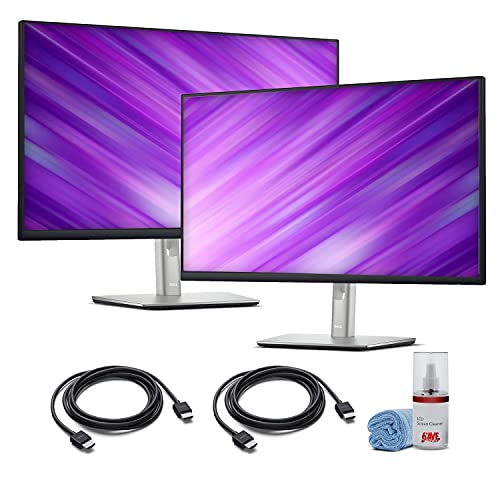 2 x Dell P2722H 27″ Full HD 1080p, 16:9 IPS Monitor (P2722H) + 2 x HDMI Cable + LCD Cleaning Kit