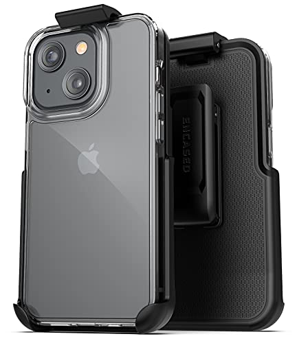 Encased Belt Case Designed for iPhone 13 (2021) Clear-Back Transparent Phone Cover with Clip Holster