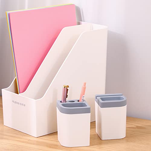 MOPALL Large Capacity Magazine File Holder, Folder Holder, ABS Magazine Organizer-Storage Container for Office Desktop with 2 Stationery Storage And Vertical Removable Compartments