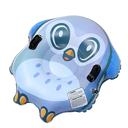 yunshuoa Snow Tube, Inflatable Sled for Kids and Adults,Cute Owl Snow Sled Heavy Duty Thickening Inflatable Towable Snow Sled with Reinforced Handles for Winter Outdoor Fun