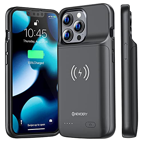 NEWDERY Battery Case for iPhone 13 Pro & 13 5000mAh, Qi Wireless Charging & Wired Headset & Sync-Data Supported, Extended Rechargeable Power Charger Case for iPhone 13 Pro & iPhone 13 6.1inch