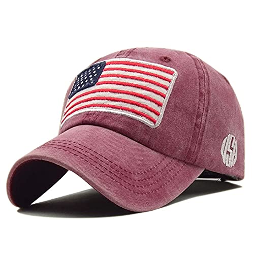 CIDUREY American Flag Hats for Men Women Adjustable Snapback Fitted Baseball Cap Trucker USA Low Profile Outdoor Fishing Red