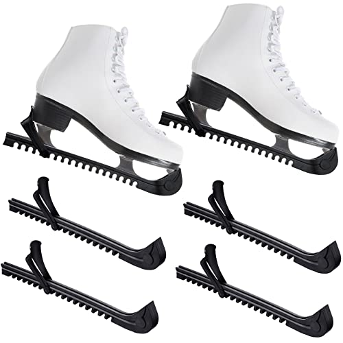 4 Pcs Walking Hockey Skate Guards Ice Skate Blade Covers Hockey Skates Blade Guards Ice Skate Guards Ice Skating Protector Hockey Equipment with Adjustable Buckle for Kids Adults Figure Skates (Black)