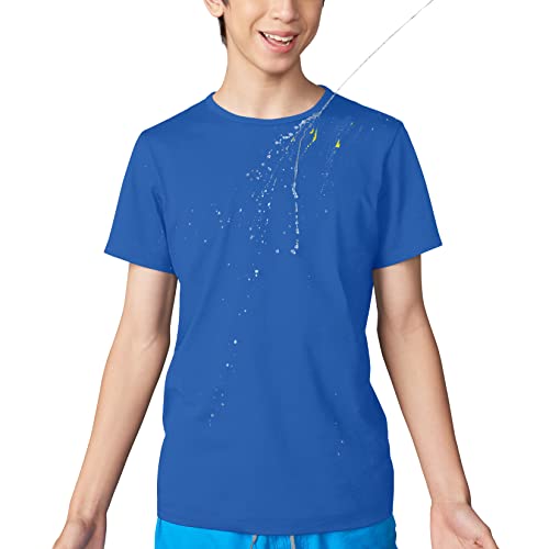 Boys Dark Blue T Shirt Size 6-7 – Stain Repellant Kids Tshirts for Youth & Toddlers, Breathable 100% Cotton Short Sleeve Child Tee by The Good Day Lab