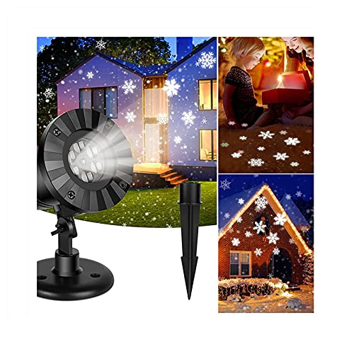 Christmas Projector Light, 180° Rotation Projector Snow Projector Lamp Snowflake Lights, Indoor Outdoor Waterproof LED Light for Halloween Wedding Home Party Garden Decorations, White Snowflake