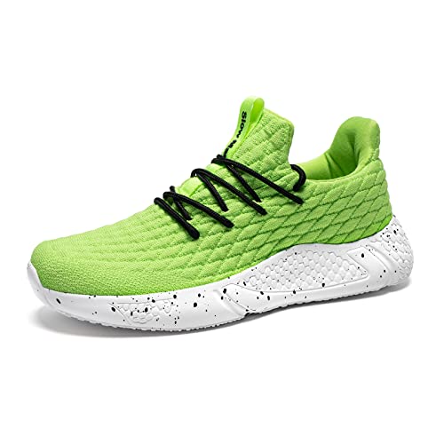 Mens Walking Athletic Shoes – Comfortable Running Shoes Slip On Sneakers Breathable for Men Travel Casual Driving Workout Sports Green 6.5