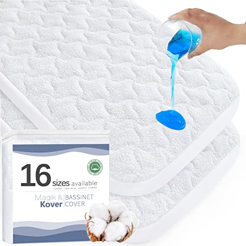 Shop by Size-Bassinet Mattress Pad Fit for Baby Delight, Mika Micky, Dream On Me, ANGELBLISS, Papablic, Koola, AMKE Baby Bedside Bassinet, Waterproof Bassinet Mattress Protector, Cotton Terry Surface