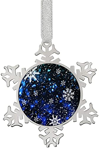 Christmas Ornaments,Snowflake Ornament,Hanging Keepsake,Metal Christmas Ornaments Tree Decor (Blue Snowflakes)