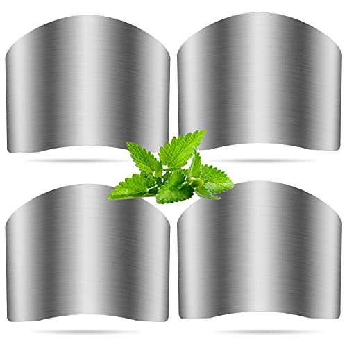 WOPIOYEN Finger Guards for Cutting Guards , 4 Pieces of Stainless Steel Finger Guards , Knife Guards for Cutting, Dicing and Slicing, Kitchen Tool Thumb Guards for Chopping