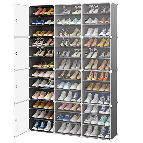 Aeitc Shoe Organizer, Storage Cabinet Narrow Standing Stackable Space Saver Shoe Rack (72 Pairs, Grey)
