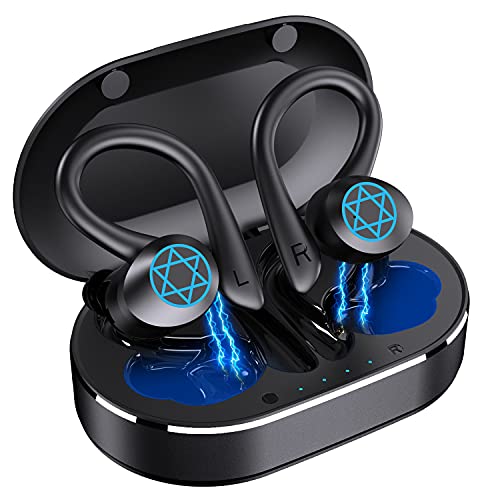Wireless Earbuds, Bluetooth Sport Earphone with Earhook, Ear Buds Built-in Microphone, Perfect Sound Long Distance Connection Stereo Sound Noise Cancelling Headsets for Workout, Running, Gym