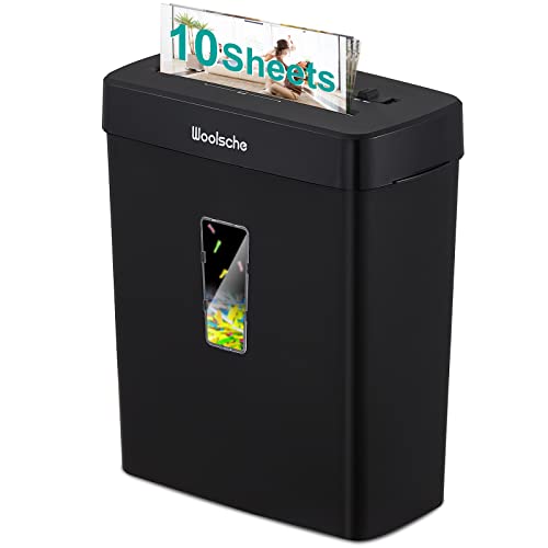 Paper Shredder, 10-Sheet Cross Cut with 3.43-Gallon Basket, P-4 Security Level,3-Mode Design Shred CD and Credit Card, Durable&Fast with Jam Proof System, Woolsche Paper Shredder for Home Office (ETL)