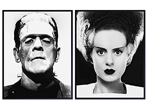 Frankenstein Wall Art & Decor Set – LARGE 11×14 – Vintage Hollywood Scary Horror Monster Movie Posters Photos Pictures – Goth, Gothic Gifts – Home Theater Room Decor for Men, Teens, Kids Bedroom