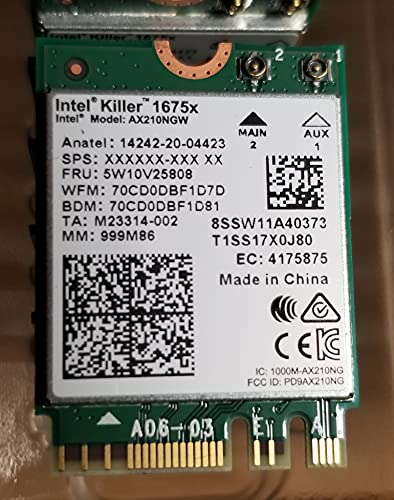 Killer Wi-Fi 6E AX1675x Tri Band AX210 M.2 2230 Bluetooth 5.2 WiFi Card (Single Pack)