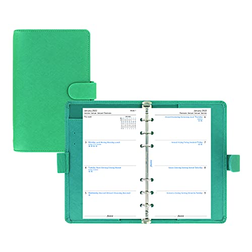 Filofax Domino Patent Organizer, A5 Size, Pine with Spots – High-Gloss, Contemporary Cover, Six Rings, Week-to-View Calendar Diary, Multilingual, 2022 (C022518-22),5.75 inches X 8.25 inches