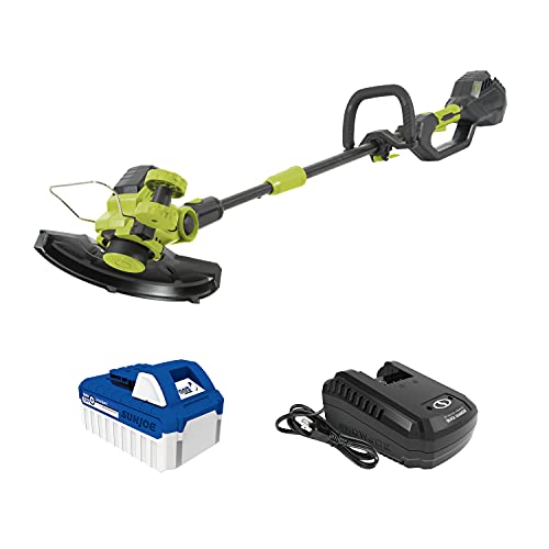 Sun Joe 24V-ST14 24-Volt iON+ Cordless Dual Line String Trimmer Kit, W/ 4.0-Ah Battery and Charger, 12-Inch
