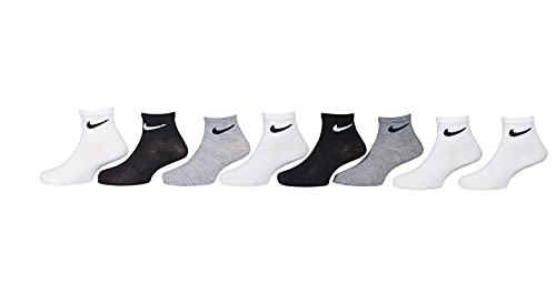 Nike Little Boys Lightweight Ankle Socks 8 Pack (Grey(UN0611-042)/B_White, 5-7)