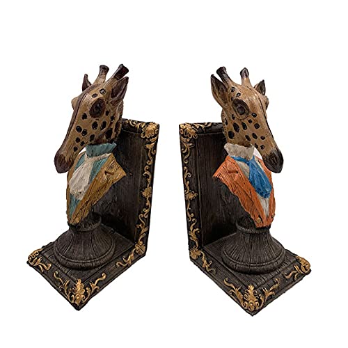 LIYUHOUZUONC Bookends Decorative Bookends Book End Decorative Funny Giraffe Bookends Heavy Duty Bookend Supports for Children’s Room Decor Library School Office Book Ends Decorative