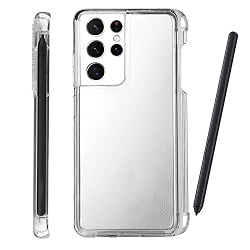 iCoverCase for Samsung Galaxy S21 Ultra Clear Case with S Pen Holder, Flexible Soft TPU Transparent Full Protective Case (Clear)