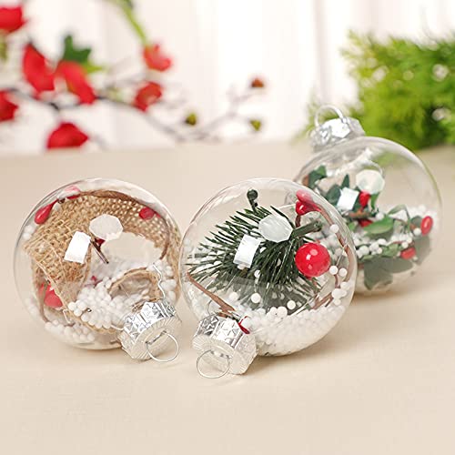 Sweetbei J Christmas-Ornaments Party-Wedding Decorations-Balls Fillable-Clear Plastic-Round Crafting DIY Ornaments Ball with Rope and Removable Silver Metal Cap 80mm 8Pcs Xmas Ball | The Storepaperoomates Retail Market - Fast Affordable Shopping