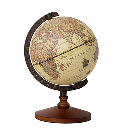 SYCOOVEN Geographic Globes, Antique Globe with A Wood Base, Vintage Decorative Political Desktop World for School, Home, and Office(1)