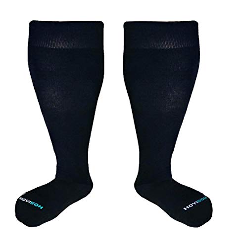 HOYISOX Big and Tall Compression Socks 20-30 mmHg, Comfortable Knee High Socks for Men and Women (Black, 8X-Large)