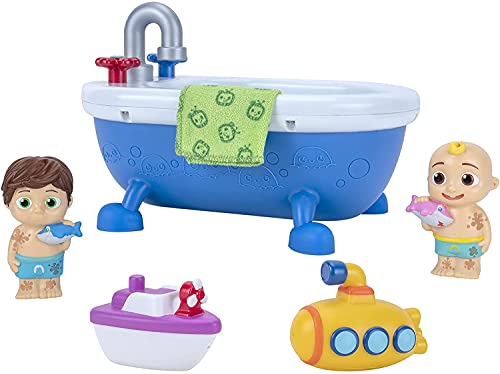 Coco Melon Musical Bathtime Playset, Includes JJ and Tomtom Figurines, Toys for Toddlers, Includes 12 Exclusive Cocomelon Stickers