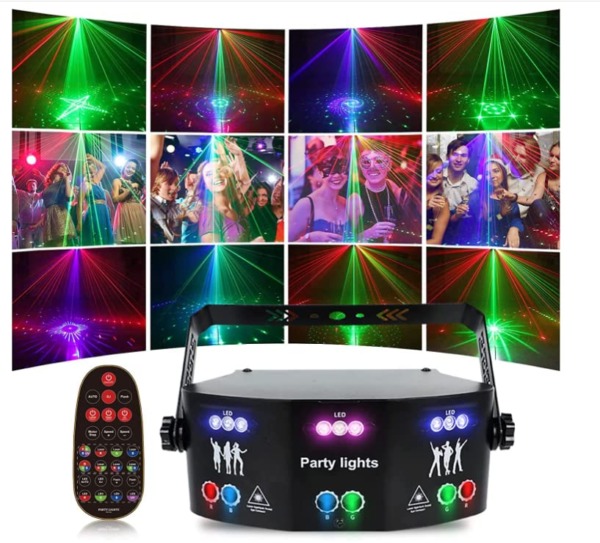 15 Lens Disco Party Lights,Dj Stage Light Indoor Support DMX 512 Sound Activated 125 Patterns Projector for Xmas Halloween Decorations Karaoke Pub KTV Dance Gift Birthday Wedding