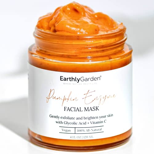 EarthlyGarden Pumpkin Enzyme Face Mask | Vegan, Cruelty-Free | Cleanse, Exfoliate, Moisturize & Hydrate | Brighten Dull Skin + Dark Spots | For All Skin Types