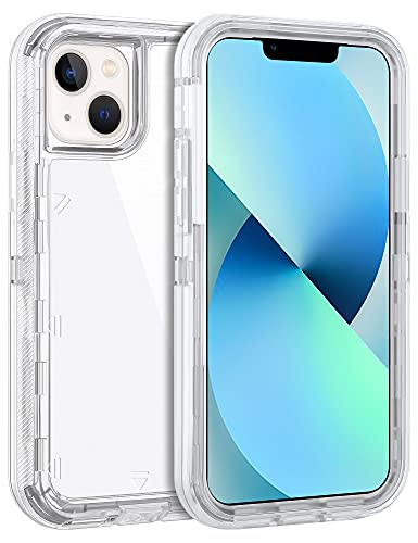 Coolden for iPhone 13 Hybrid Clear Phone Case, Heavy Duty Protective Dual Layer Shockproof Case with Hard PC Bumper Soft TPU Back for iPhone 13 6.1 inch Transparent