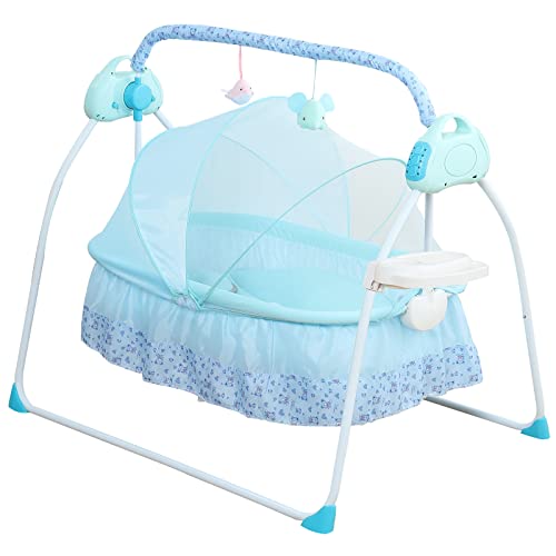 DENEST Electric Crib Cradle Newborn Cradle Swings Rocking Chair Bassinet Infant Bed Cot Crib Basket 0-18 Months Portable Crib with Music