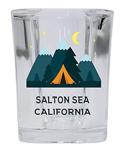 R and R Imports Salton Sea California 2 Ounce Square Base Liquor Shot Glass Tent Design
