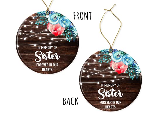 LillaGifts in Memory of Sister Christmas Ornament – Gift Sister Remembrance Memorial – Gift Forever in Our Hearts – Gift Ceramic Holiday Decoration Present Porcelain 3” Flat Both Sides | The Storepaperoomates Retail Market - Fast Affordable Shopping