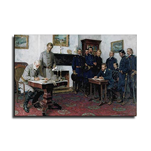 LIXI 1865 The Surrender of Robert E. Lee to General Grant at Appomattox Courthouse Canvas Art Poster Cool Wall Decorative Painting Modern Family Living Room Bedroom Decor Posters 12x18h(30x45cm)