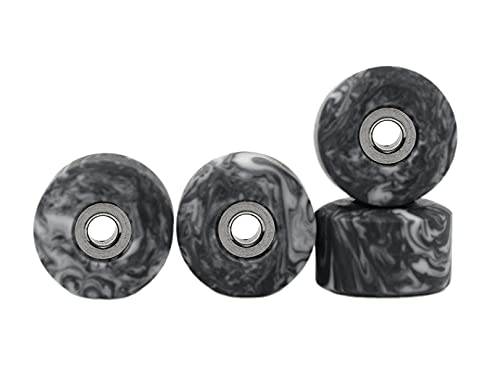 Teak Tuning Apex 61D Urethane Fingerboard Wheels – New Street Shape, 7.7mm Diameter – Ultra Spin Bearings – Made in The USA – Grey & White Swirl Colorway