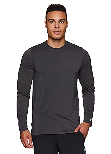 Avalanche Men’s Long Sleeve Sun Shirt, Everyday Outdoor/Indoor Fitted Crewneck UPF Protection Long Sleeve T-Shirt Charcoal M