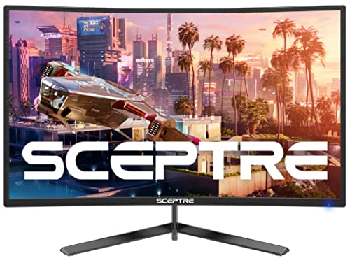 Sceptre Curved 24″ Gaming Monitor 1080p up to 165Hz DisplayPort HDMI 99% sRGB, AMD FreeSync Build-in Speakers Machine Black (C248B-FWT168)