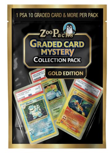 Pokemon TCG: Graded Card Mystery Power Pack – Gold Edition – 1 PSA 10 Graded Card + 25 Additional Cards with 5 Holofoils – 1 First Edition Card + 2 Factory Sealed 10 Card Booster Packs + 1 Code Card