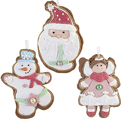 Holiday Ornament Pastel Claydough Iced Cookie, 5.0″, Polyresin, Christmas Glittered Sugar, Decorative Hanging Ornaments, D3383 Santa