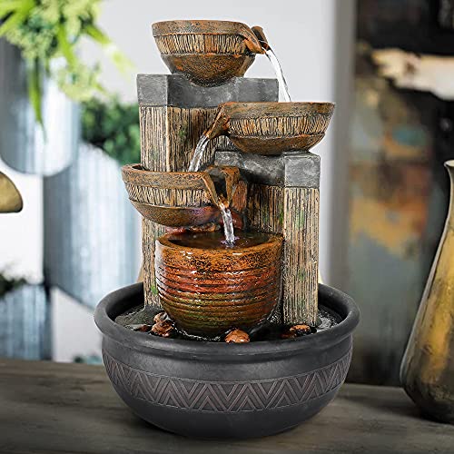 Hamiedun Tabletop Water Fountains Indoor Waterfall and Calming Water Sound Relaxation Desktop Fountain，The for Office, Room Decoration, Portable Feng Shui Fountain Indoor and Outdoor (15.7iches)