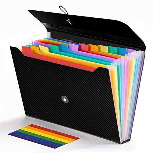Expanding File Folder, 13 Pockets Accordion File Holder Organizer, A4 Letter Size Paper Document Receipt Organizer Accordian Filing Folder for Classroom, Home, Office and Travel