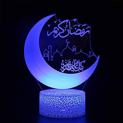 SONGYDZ Eid Decorations LED Lights Ramadan Decoration, Moon Lamp Kids Night Light, Ramadan Mubarak Lamp for Home Eid Gifts for Kids Family Muslims Ornaments, Ramadan Gift (B)