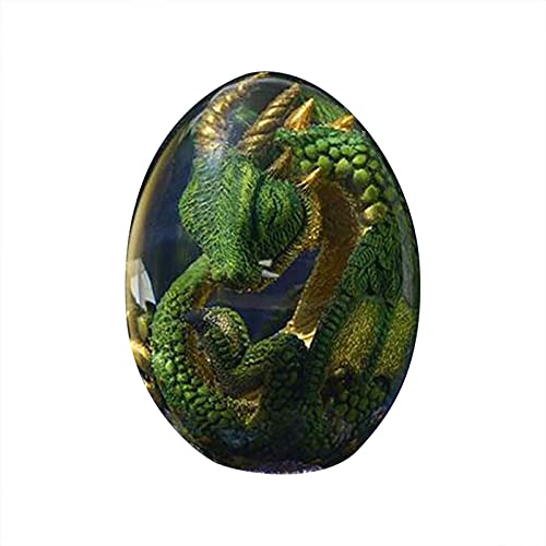 Qistubay Lava Dragon Egg, Dream Crystal Transparent Dragon Egg Sculpture, Resin Dragon Egg Desktop Ornaments for Garden Home Decor（Green, Without Base）