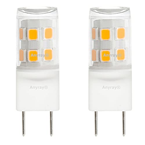 Anyray (2-LED G8 Replacement Light Bulbs 2W for 120V 20-Watt for GE Microwave WB36X10213 20W (Soft White 3000K)