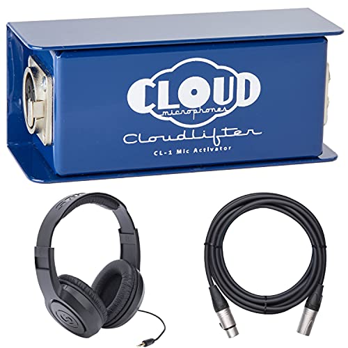 Cloud Microphones Cloudlifter CL-1 Mic Activator 1-Channel with Samson Over-Ear Stereo Headphones and XLR Mic Cable