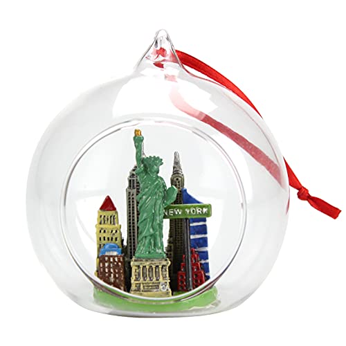 Torkia – Glass Globe w/ Statue of Liberty & NYC Skyline Christmas Ornament (Medium)