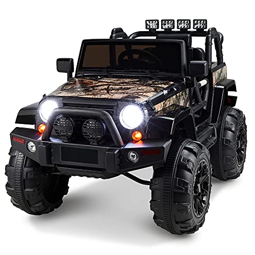 Best Choice Products Kids 12V Ride On Truck, Battery Powered Toy Car w/ Spring Suspension, Remote Control, 3 Speeds, LED Lights, Bluetooth – Camouflage